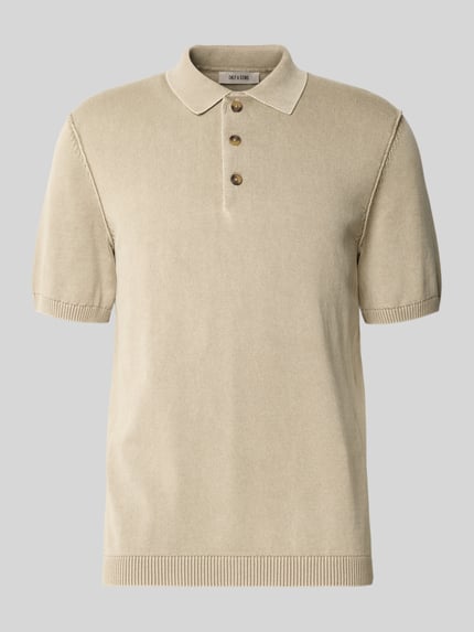 Produktfoto, Regular Fit Poloshirt aus reiner Baumwolle Modell 'GARSON' von Only & Sons in Melange-Optik, Feinstrick, beige, kurze Knopfleiste