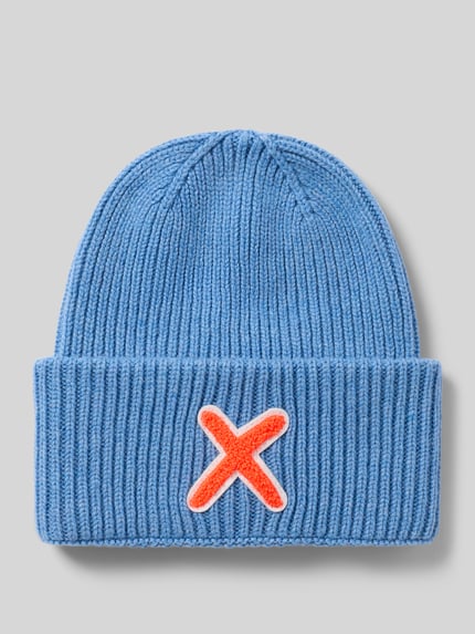 UNIO HAMBURG Mütze aus Schurwolle-Kaschmir-Mix mit Motiv-Stitching Hellblau 1