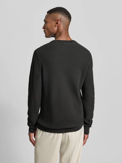 Lindbergh Strickpullover mit Strukturmuster und Rundhalsausschnitt Dunkelgruen 5