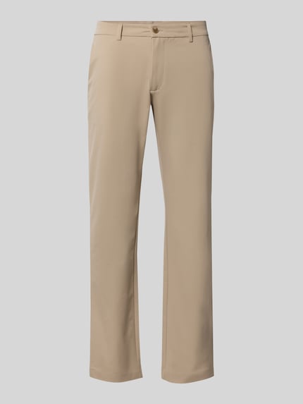 Produktfoto, Slim Fit Hose mit Gesäßtaschen von MCNEAL in Beige, glatte Oberfläche, Eingrifftaschen, Knopf-Reißverschluss, Bundweite 45 cm, Innenbeinlänge 82 cm, Größe M