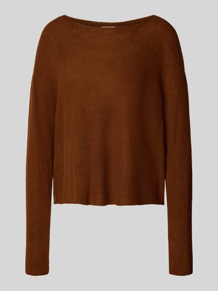 Produktfoto, Oversized Wollpullover aus Alpaka-Mix von DRYKORN, Damenpullover in Braun mit Ripp-Textur und weitem Schnitt, Rundhalsausschnitt