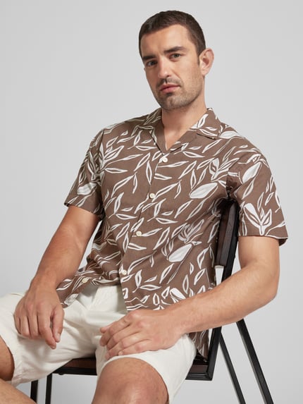JACK & JONES Premium Loose Fit Freizeithemd aus Baumwoll-Leinen-Mix Modell 'SUMMER' Dunkelbraun 3