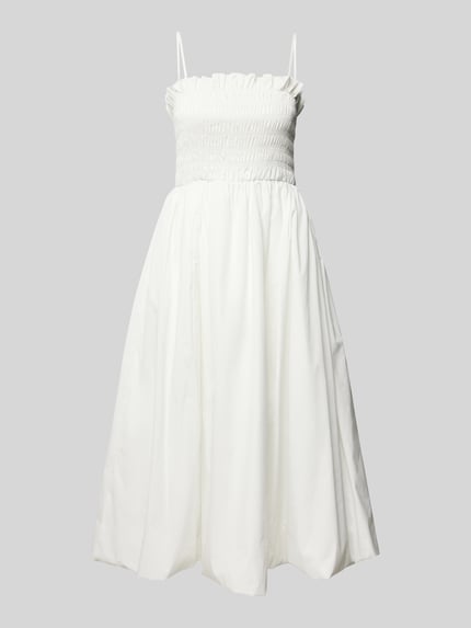 Amy Lynn Knielanges Cocktailkleid mit Smok-Details Modell 'Polly' Weiss 2