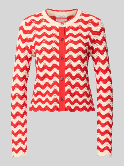Produktfoto, gebreid jack im all-over look met ronde hals en knoopsluiting van puur katoen, regular fit, Christian Berg Woman
