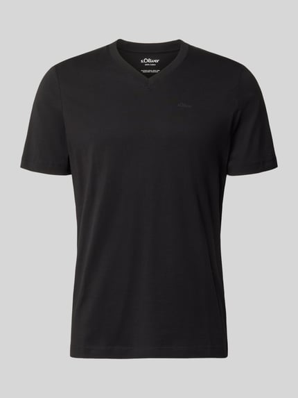 Produktfoto, Regular Fit T-Shirt aus reiner Baumwolle von s.Oliver RED LABEL, Herren T-Shirt in klassischem Schwarz, glatte Oberfläche