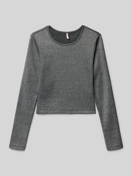 ONLY Bluzka z długim rękawem o kroju slim fit z mieszanki bawełny model ‘TRINNY’ Czarny 1