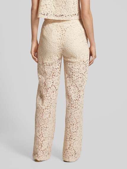 OBJECT Wide Leg Stoffhose mit Häkelspitze Modell 'IBI' Beige 5