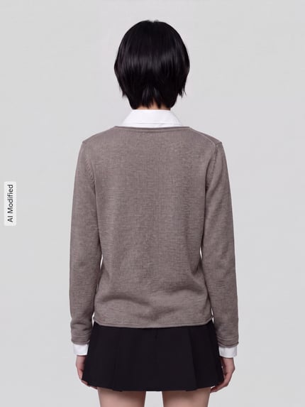 s.Oliver RED LABEL Regular Fit Pullover aus Baumwoll-Viskose-Mix Taupe Melange 5