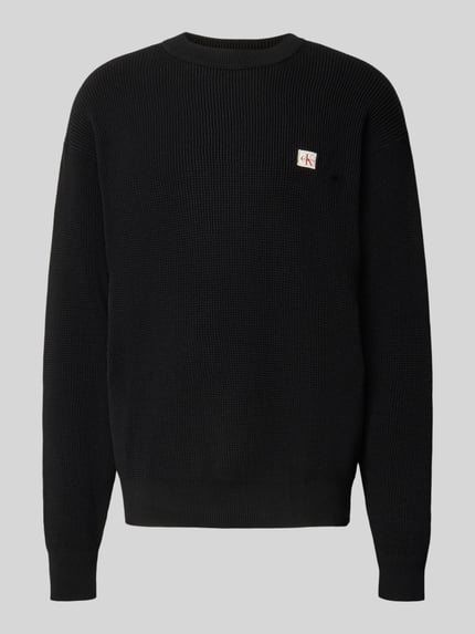 Calvin Klein Jeans Gebreide pullover met structuurmotief en ronde hals Zwart - 2