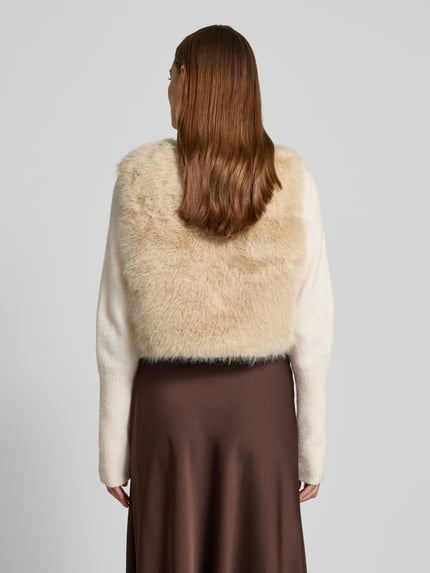 Apricot Cropped Weste aus Kunstfell mit Rundhalsausschnitt Sand 5