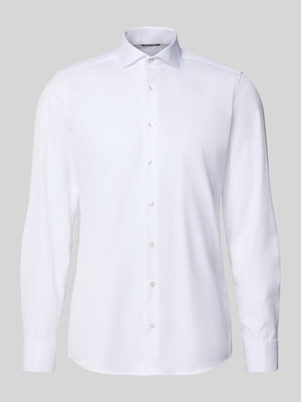 Produktfoto, Slim Fit Business-Hemd mit Knopfleiste von ETERNA in Weiß, reine Baumwolle, Haifischkragen, glatte Oberfläche, Größe 40
