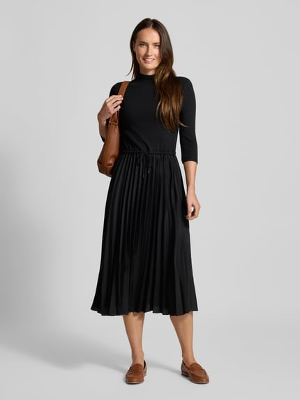 Tommy Hilfiger Sukienka casualowa taliowana z mieszanki wiskozy BLACK 1