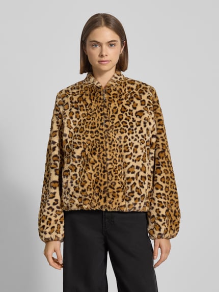 VERO MODA Regular Fit Webpelzjacke mit Allover-Muster Modell 'SONJALIGA' Mittelbraun Mel 4