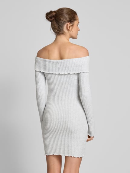 REVIEW Off shoulder-jurk in riblook Lichtgrijs gemêleerd - 5