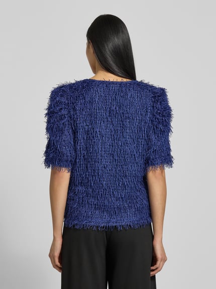 FREE/QUENT Pullover met franjes en ronde hals, model 'MARLIN' Blauw - 5