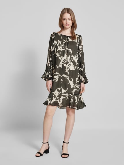 SWING Knielanges Cocktailkleid mit Schlüsselloch-Ausschnitt Black 1