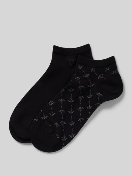 Productfoto, sokken uit katoenmix in set van 2 van JOOP! Collection, dames sokken met stretch, ribboordjes en labelstitching, zwart.