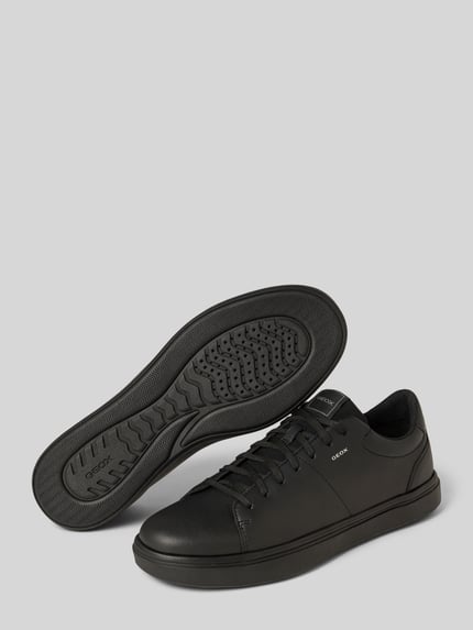 Produktfoto, Sneaker aus echtem Leder Modell 'Baltimoore' von Geox in Schwarz mit abgerundeter Passform, Logo-Detail und profilierter Sohle
