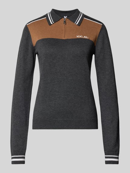 Karo Kauer Slim Fit Strickpullover aus Viskose-Mix mit Kaschmir-Anteil Dunkelgrau Melange 1