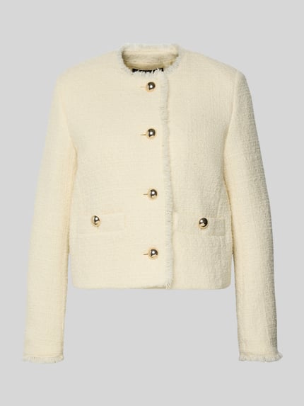 Krótki żakiet o kroju slim fit z mieszanki żywej wełny model „AGAMI” Shop The Look MANNEQUINE