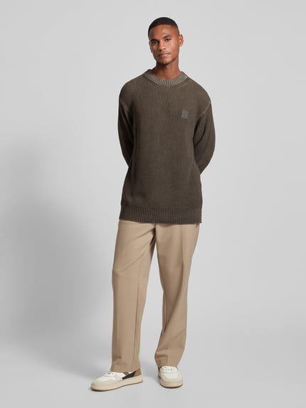 Elias Rumelis Strickpullover mit Label-Patch Modell 'Lester' Oliv 1