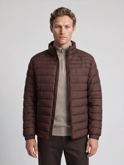 BOSS Orange Steppjacke mit Logo-Patch Modell 'Oden2' Schoko 4