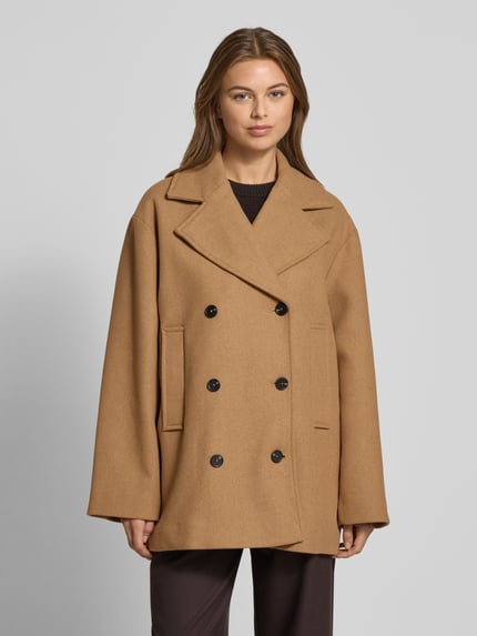 Jake*s Casual Relaxed fit jack met wol en viscose Camel - 4
