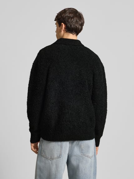 PEGADOR Cardigan aus Effektgarn mit Label-Stitching Black 5