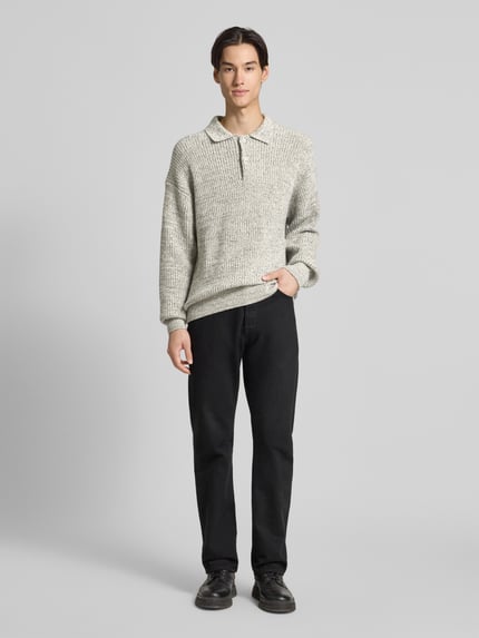 Jake*s Studio Men Sweter z dzianiny o kroju loose fit z dodatkiem bawełny i wełny Écru 1