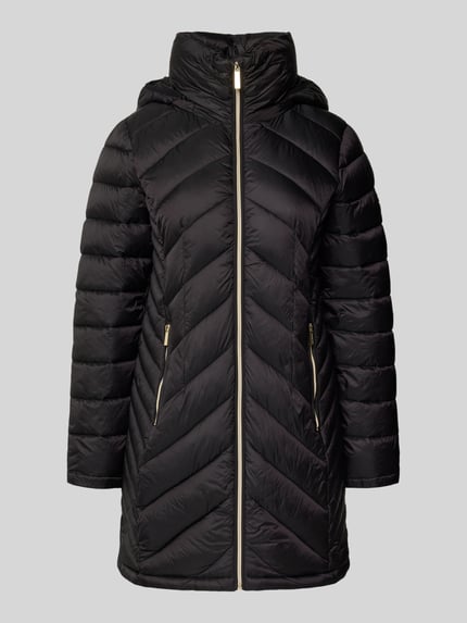 MICHAEL Michael Kors Gewatteerde lange jas met opstaande kraag, model 'Longline' Zwart - 2
