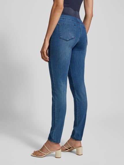 FREE/QUENT Slim Fit Jeans mit breitem elastischem Bund Modell 'SHANTAL' Jeansblau 5