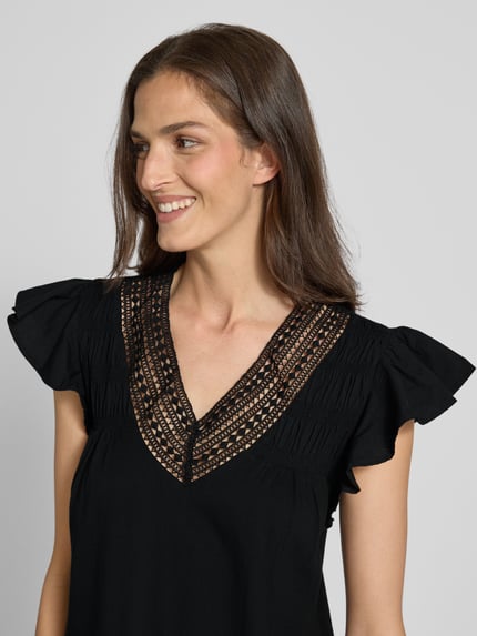 Lauren Ralph Lauren T-shirt z rękawami z falbaną Czarny 3