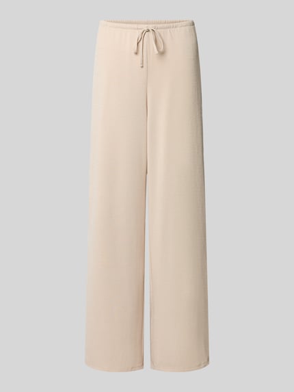 Produktfoto, beigefarbene, gerade Hose mit Kordelzug, weiche Textur, PIECES Gerade Hose Mit Viskose-Anteil Modell 'PIMI', Damen Gerade Hose von PIECES.
