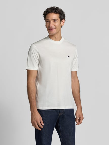 Emporio Armani T-Shirt aus Lyocell-Mix mit Label-Stitching Weiss 4