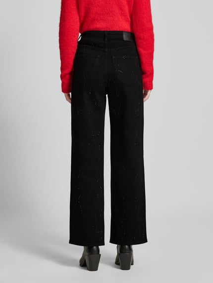 VERO MODA High Rise Jeans mit Strassstein-Besatz Modell 'TESSA' Black 5