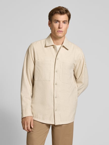 BOSS Orange Loose Fit Freizeithemd mit Woll-Anteil Modell 'LOCKY' Sand 4
