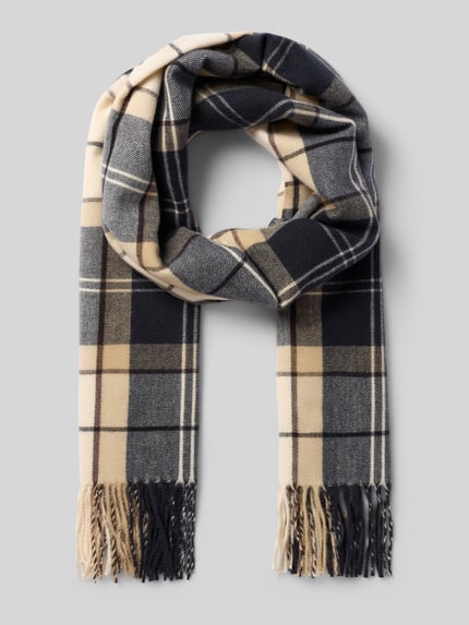 Barbour Schal mit Allover-Muster Modell 'HAILES' Dunkelblau 1