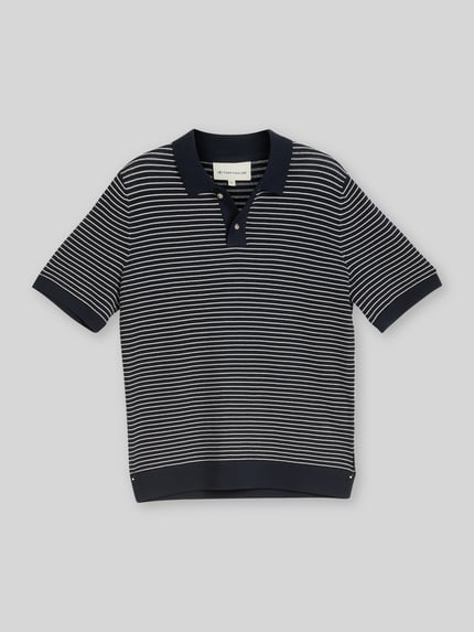 Tom Tailor Regular Fit Poloshirt aus einer Baumwolle in Strickoptik Marine 2