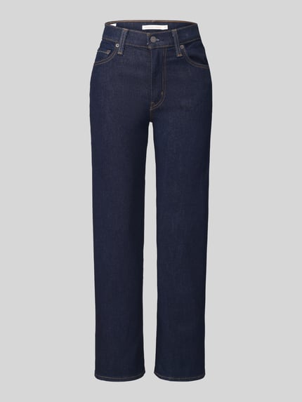 Produktfoto, dunkelblaue Straight Fit Jeans aus Baumwoll-Mix mit Lyocell-Anteil Modell '723' von Levi's® 300 vor grauem Hintergrund