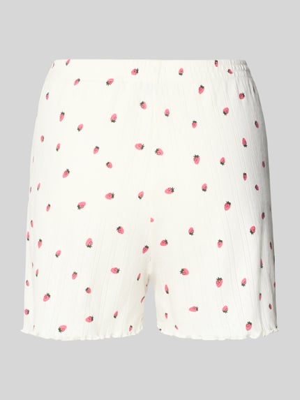 Produktfoto, Pyjama-Shorts im Allover-Look van Jake*s Casual van puur katoen, regular fit, all-over look, elastische band, knopen, wit met kleine roze patronen
