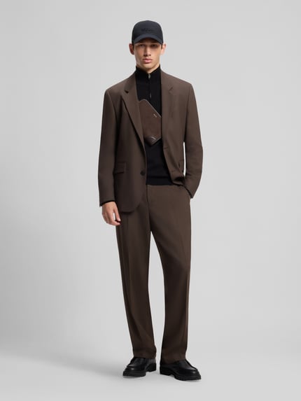 HUGO modern fit pantalon met viscose, model 'Flips251X' Donkerbruin - 1