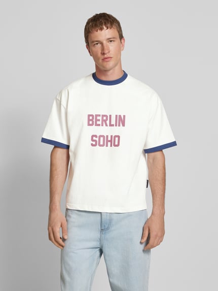 PROHIBITED T-shirt met labelprint, model 'SoHo' Offwhite - 4