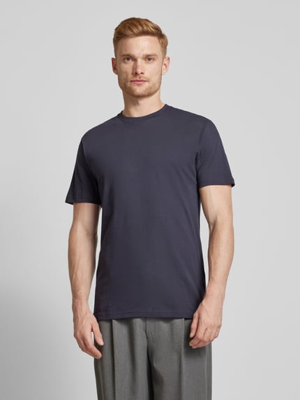 RAGMAN T-Shirt mit geripptem Rundhalsausschnitt im 2er-Pack Marine 4