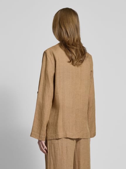 Christian Berg Woman Linnen blazer met paspelzakken Roodbruin - 5