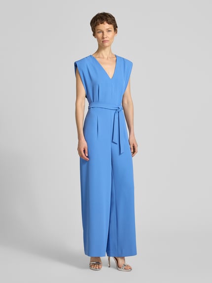 COMMA Jumpsuit mit V-Ausschnitt und Bindegürtel Royal 1