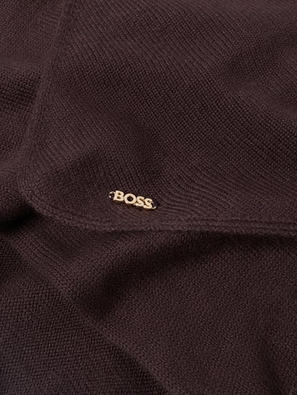BOSS Schal mit metallischem Logo-Detail Modell 'Lancetta_scarf' Dunkelbraun 2