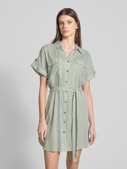 VERO MODA Sukienka mini taliowana z czystej wiskozy model ‘BUMPY’ Trzcinowy 4