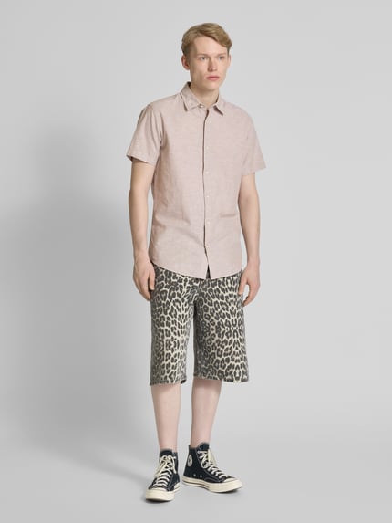 JACK & JONES Slim Fit Freizeithemd aus Baumwoll-Leinen-Mix Modell 'BREEZE' Sand 1
