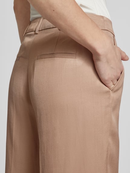 COMMA Broek van een mix van viscose en linnen met wijde pijpen Taupe - 3