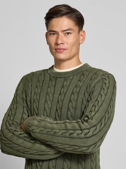 MCNEAL Strickpullover mit gerippten Abschlüssen Oliv 3